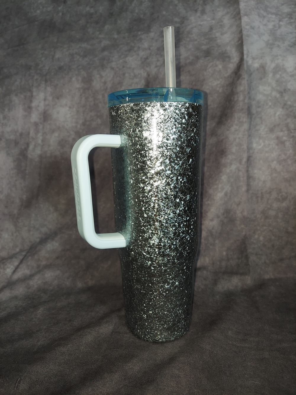 Corkcicle Cruiser 40 oz Insulated Tumbler Silver Glitter Disco Sparkle